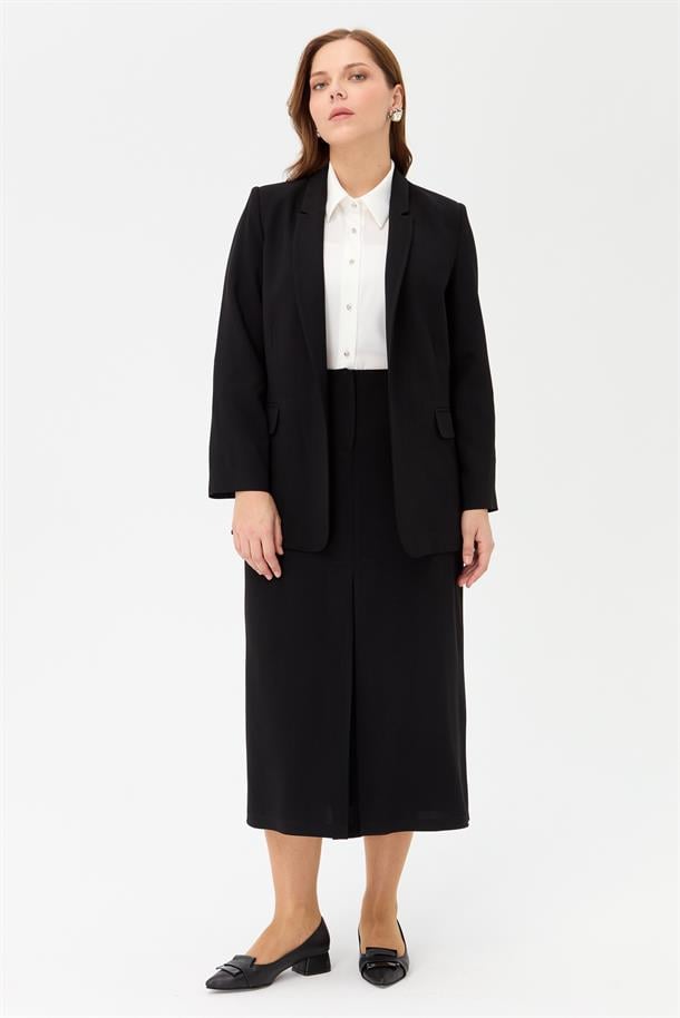 Büyük Beden Klasik Kesim Ceket-SİYAH