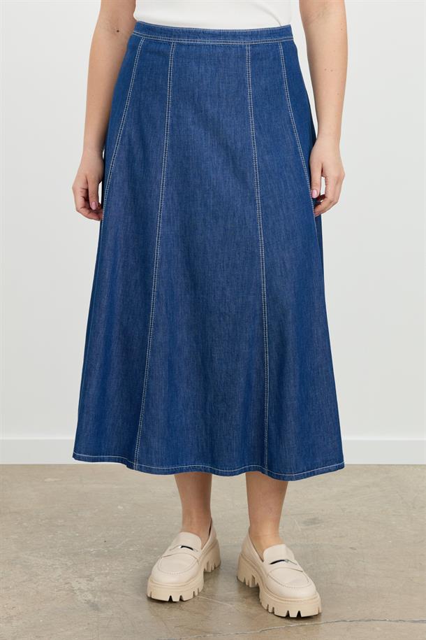 Büyük Beden Kloş Kot Etek-LACI