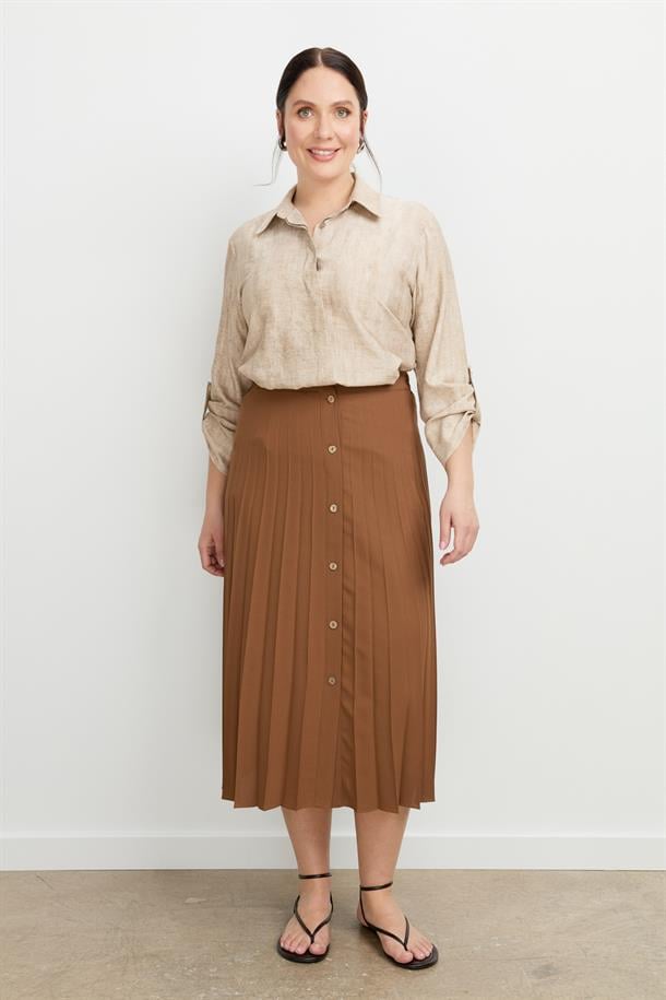 Büyük Beden Kristal Uzun Etek-A.KAHVE