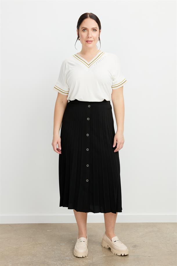 Büyük Beden Kristal Uzun Etek-SİYAH