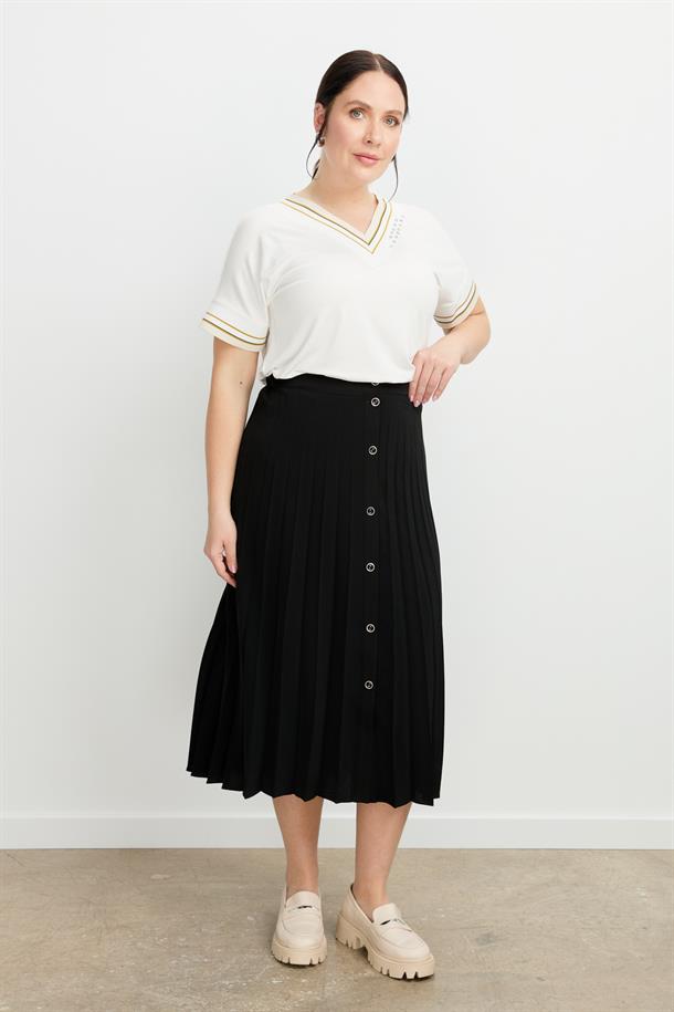 Büyük Beden Kristal Uzun Etek-SİYAH