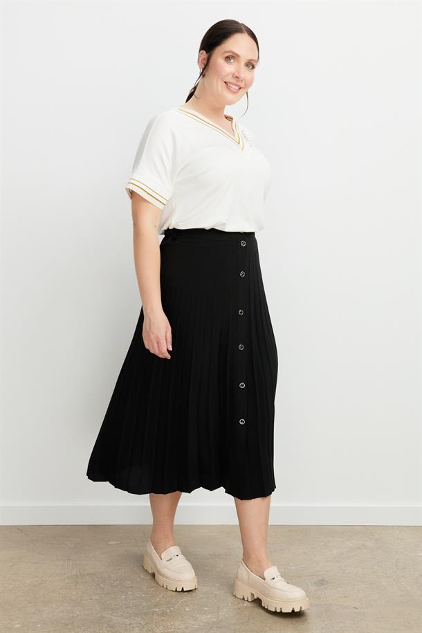 Büyük Beden Kristal Uzun Etek-SİYAH