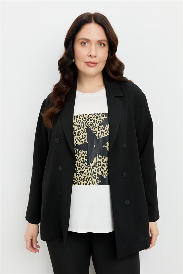 Büyük Beden Linda Ceket-SİYAH