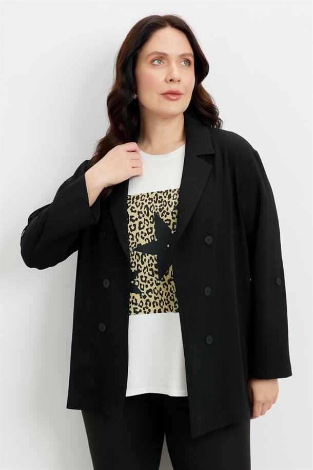 Büyük Beden Linda Ceket-SİYAH