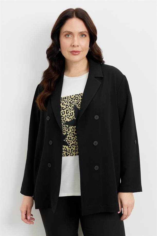 Büyük Beden Linda Ceket-SİYAH
