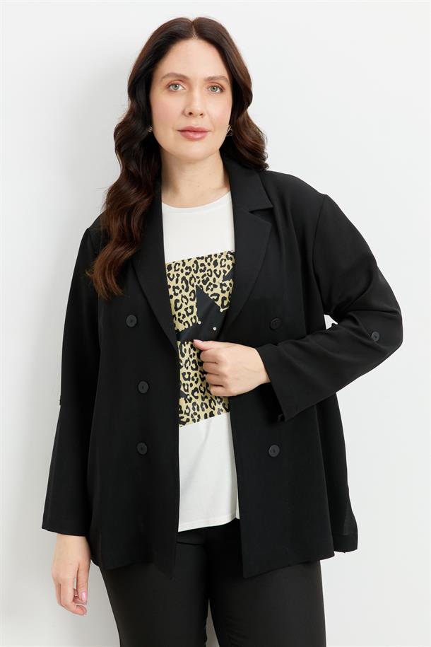 Büyük Beden Linda Ceket-SİYAH