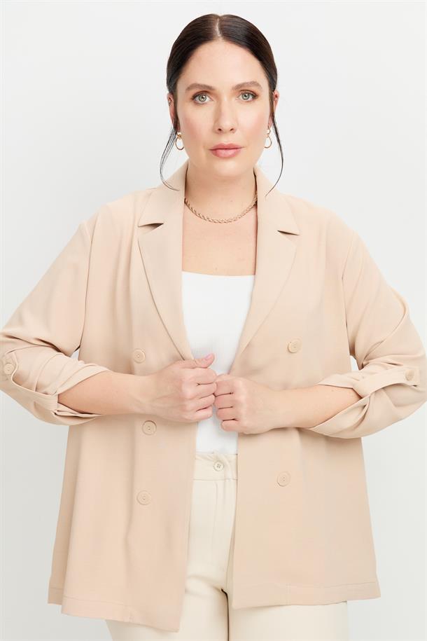 Büyük Beden Linda Ceket-VİZON