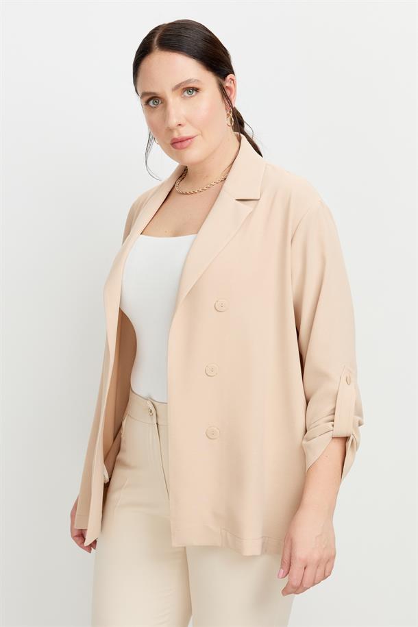 Büyük Beden Linda Ceket-VİZON