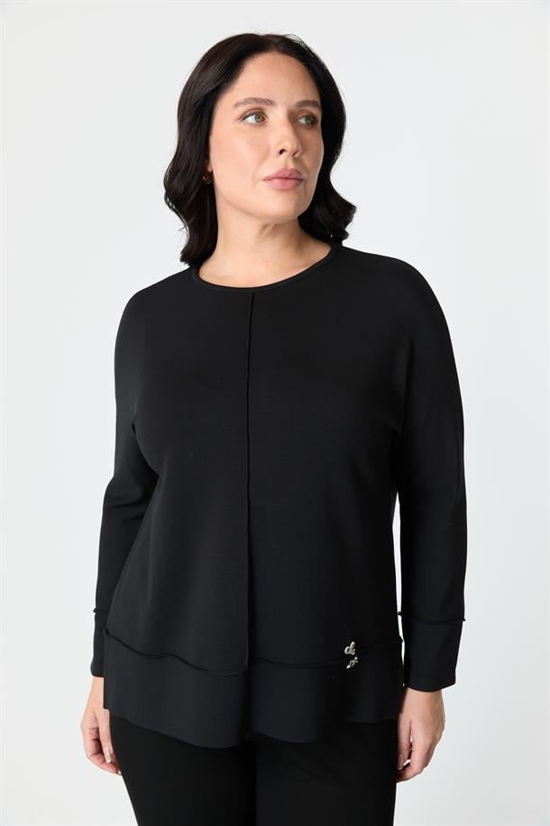 Büyük Beden Modal Bluz-SİYAH