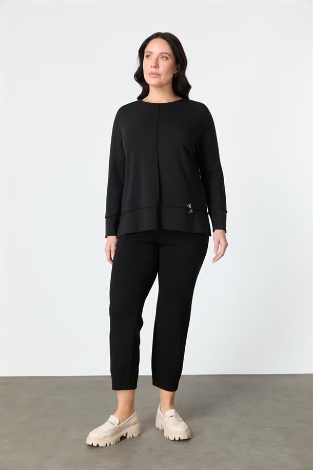 Büyük Beden Modal Bluz-SİYAH