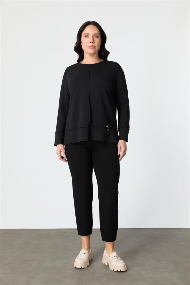 Büyük Beden Modal Bluz-SİYAH