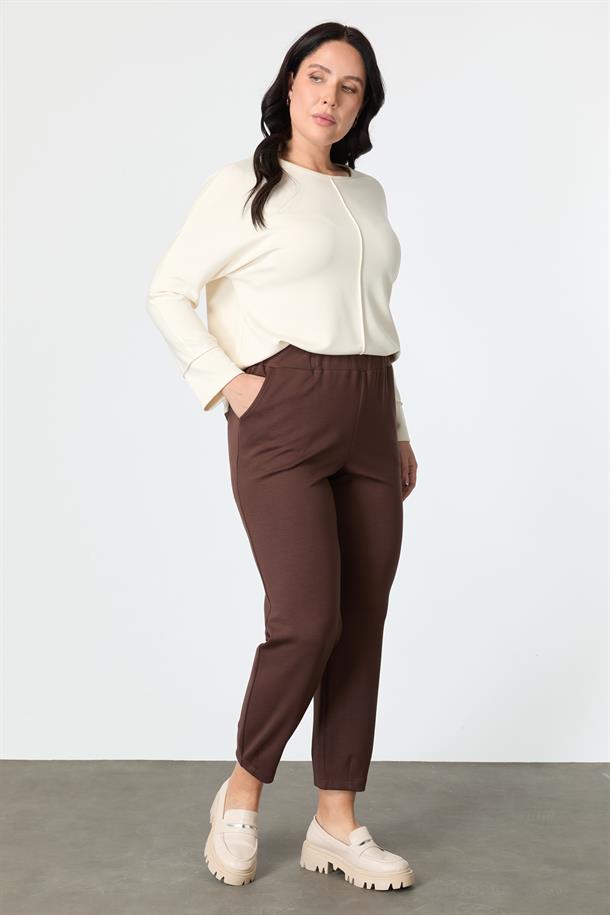 Büyük Beden Modal Pantolon-KAHVE