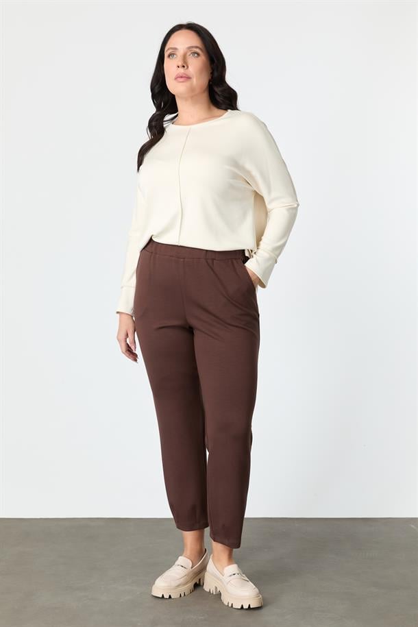 Büyük Beden Modal Pantolon-KAHVE