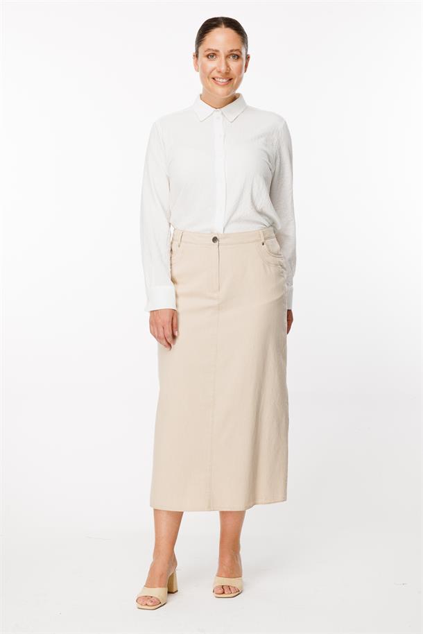 Büyük Beden Pamuk Kot Etek-BEJ