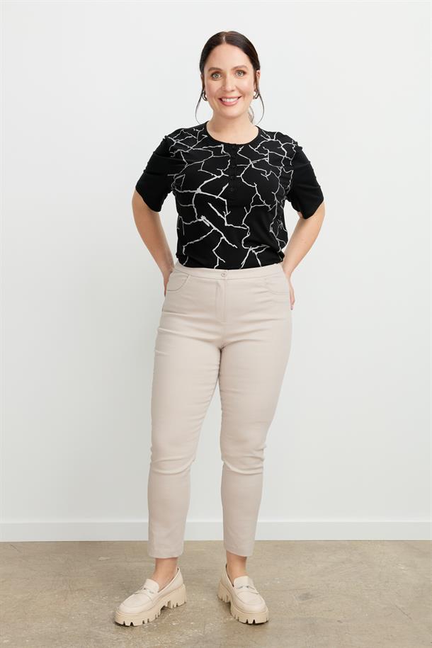 Büyük Beden Shine Pantolon-TAŞ