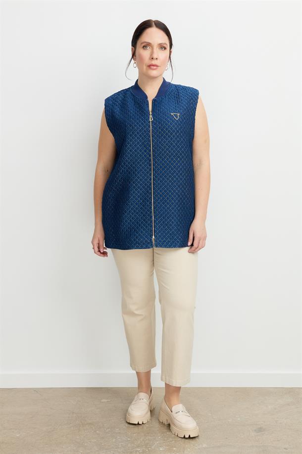 Büyük Beden Simli Jakar Yelek-LACI