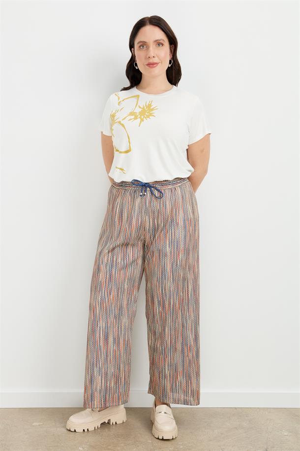 Büyük Beden Simli Örme Pantolon-KIRMIZI