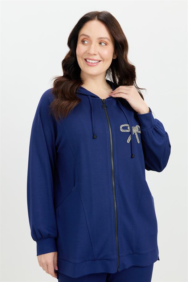 Büyük Beden Taş Baskı Sweatshirt-LACI