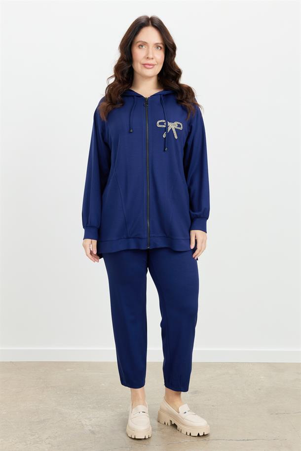 Büyük Beden Taş Baskı Sweatshirt-LACI