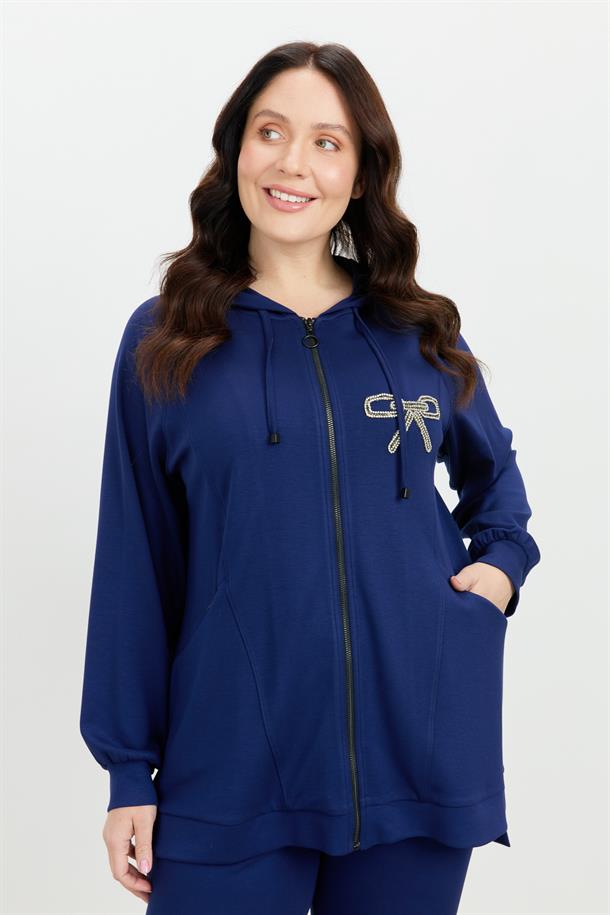 Büyük Beden Taş Baskı Sweatshirt-LACI