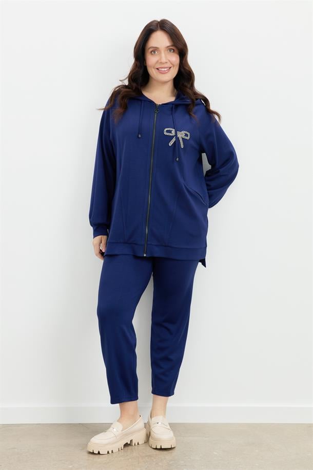 Büyük Beden Taş Baskı Sweatshirt-LACI