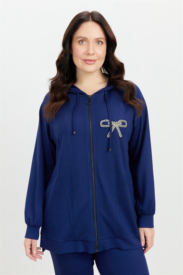 Büyük Beden Taş Baskı Sweatshirt-LACI