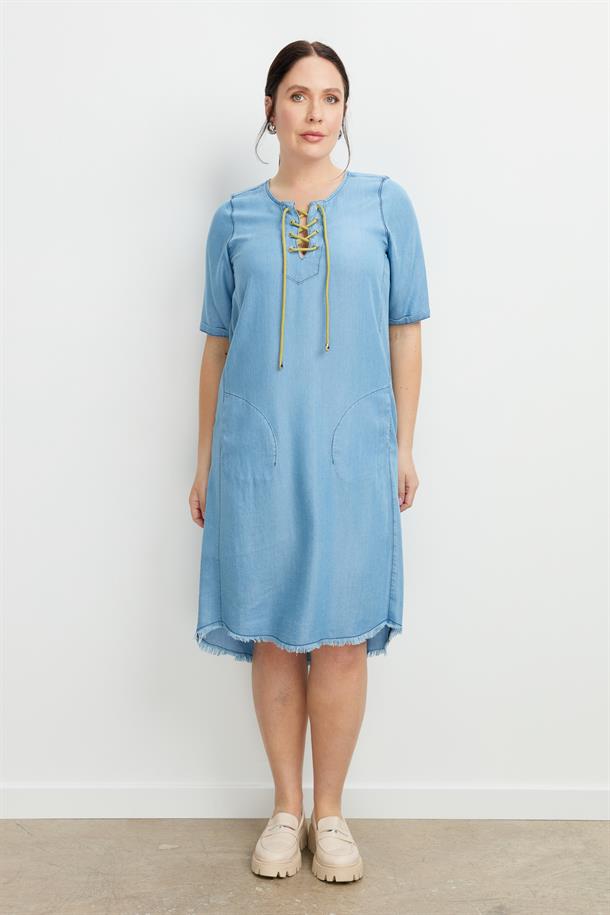 Büyük Beden Tensel Kot Elbise-A.MAVI