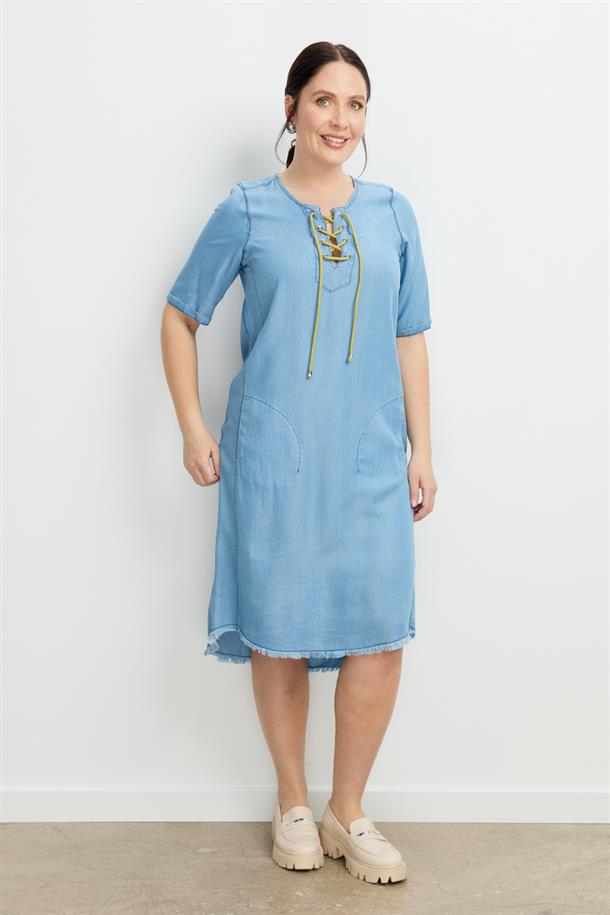 Büyük Beden Tensel Kot Elbise-A.MAVI