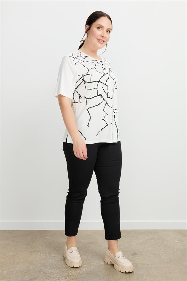 Büyük Beden Yakası Düğmeli Bluz-KEMIK