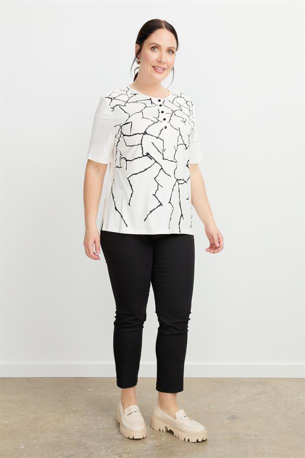 Büyük Beden Yakası Düğmeli Bluz-KEMIK