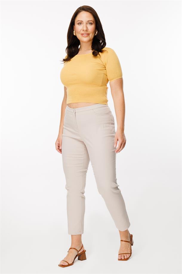 Büyük Beden Yüksek Bel Dar Paça Pantolon-TAŞ