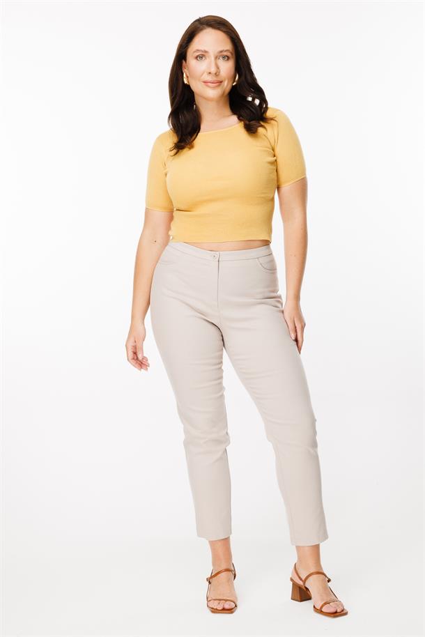 Büyük Beden Yüksek Bel Dar Paça Pantolon-TAŞ