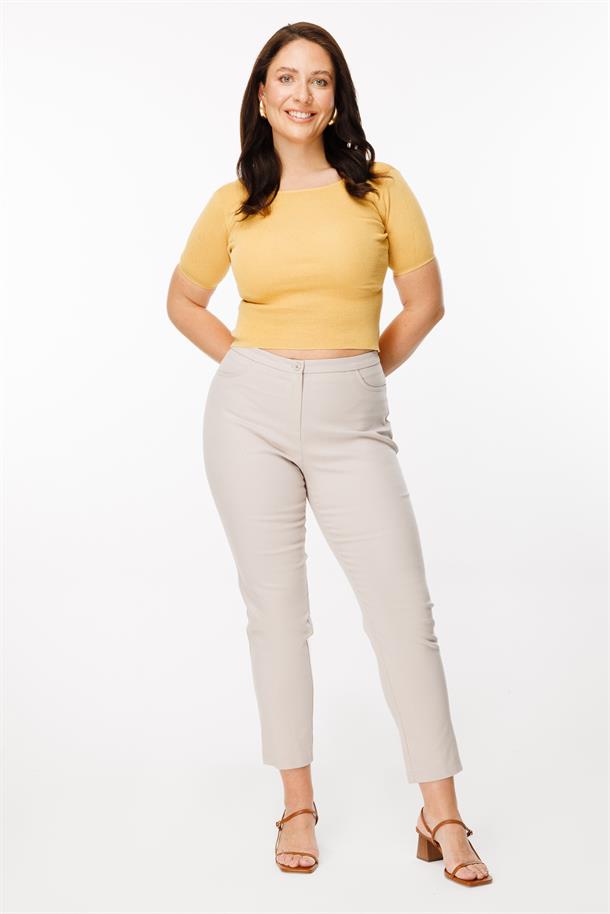 Büyük Beden Yüksek Bel Dar Paça Pantolon-TAŞ