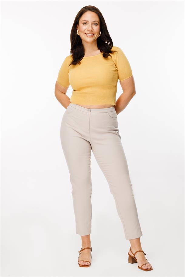 Büyük Beden Yüksek Bel Dar Paça Pantolon-TAŞ