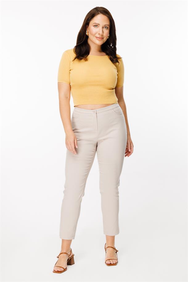 Büyük Beden Yüksek Bel Dar Paça Pantolon-TAŞ