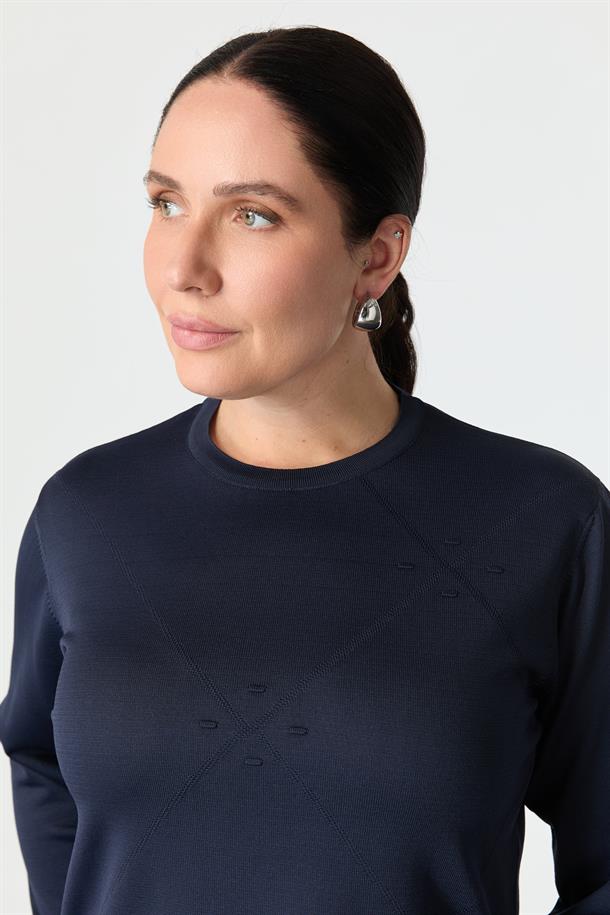 Büyük Beden Yuvarlak Yaka Triko kazak-LACI