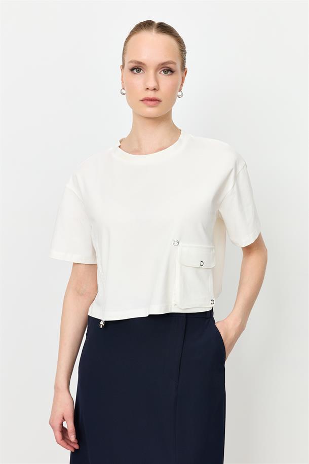 Büzgü Detay Cepli Bluz-KEMIK