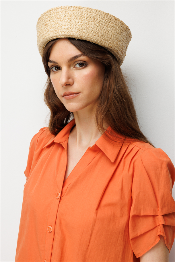 Büzgü Kol Pamuklu Gömlek-SOMON