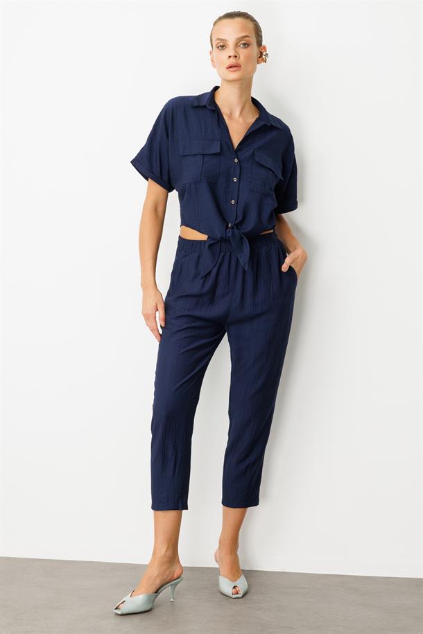 Cep Detay Beli Lastikli Pantolon-LACI