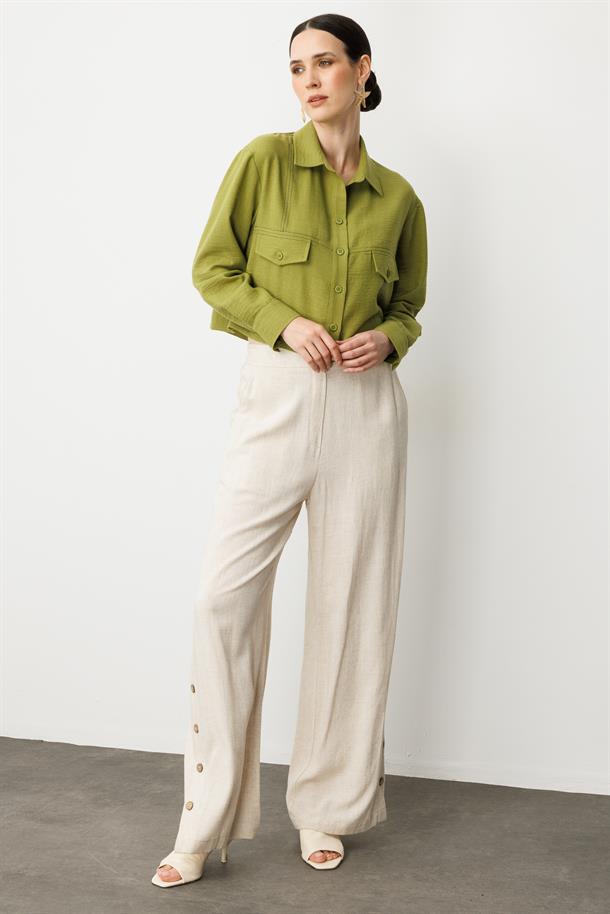 Cep Detay Crop Gömlek-Y.YEŞİLİ