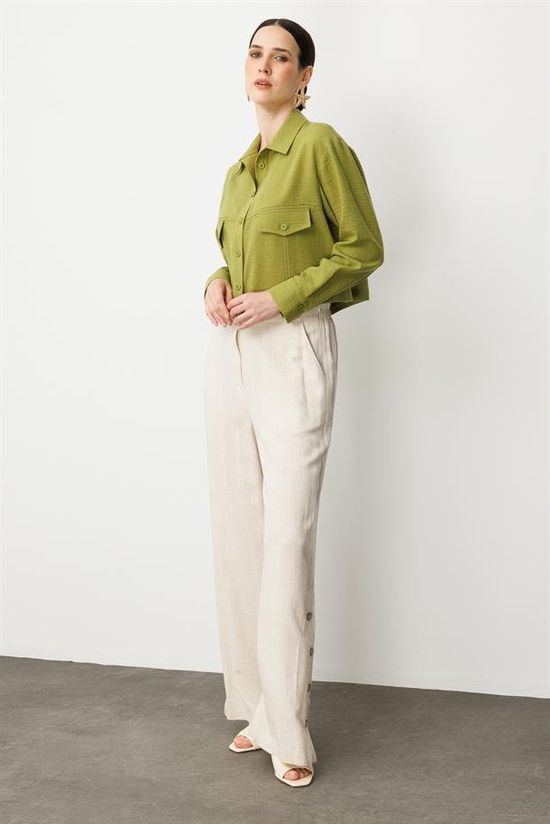 Cep Detay Crop Gömlek-Y.YEŞİLİ