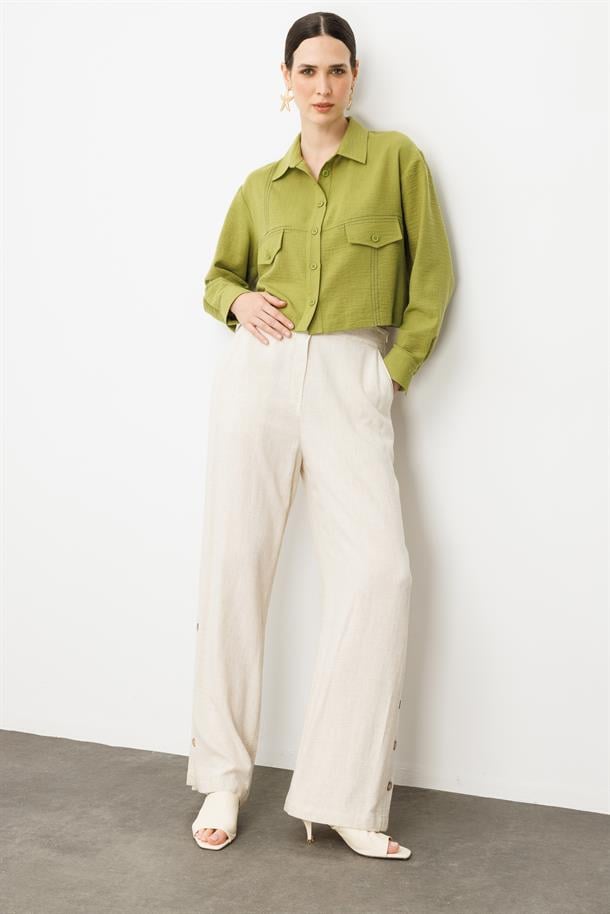 Cep Detay Crop Gömlek-Y.YEŞİLİ