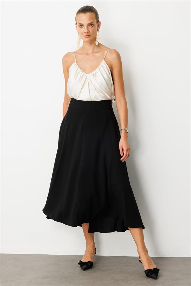 Cep Detay Uzun Etek-SİYAH