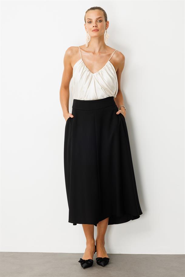 Cep Detay Uzun Etek-SİYAH