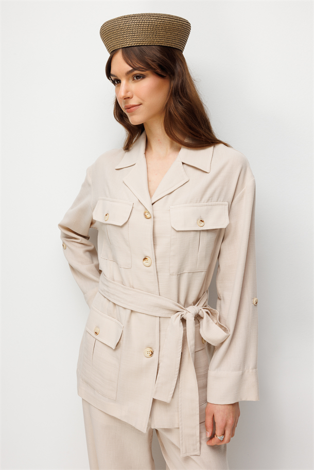 Cep Detaylı Ceket Gömlek-TAŞ