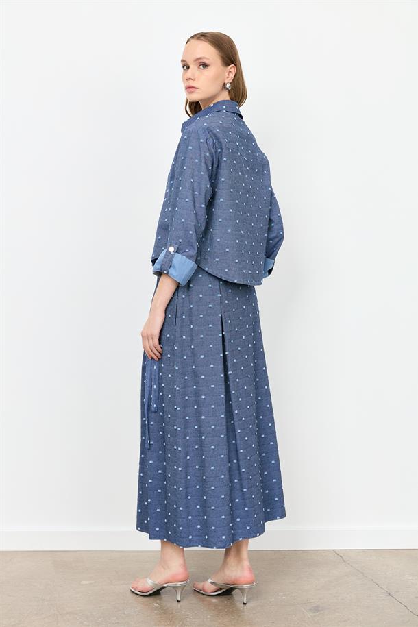 Cep Detaylı Kot Gömlek-MAVİ