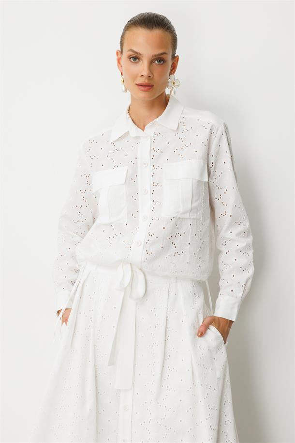 Cep Detaylı Pamuklu Fisto Gömlek-KEMIK