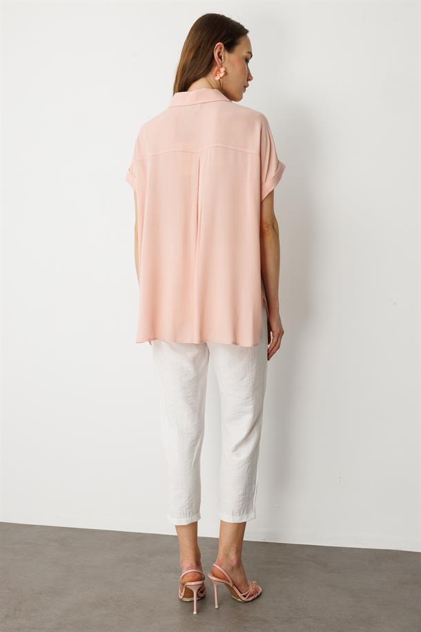 Cepli Kısa Kol Gömlek-PUDRA