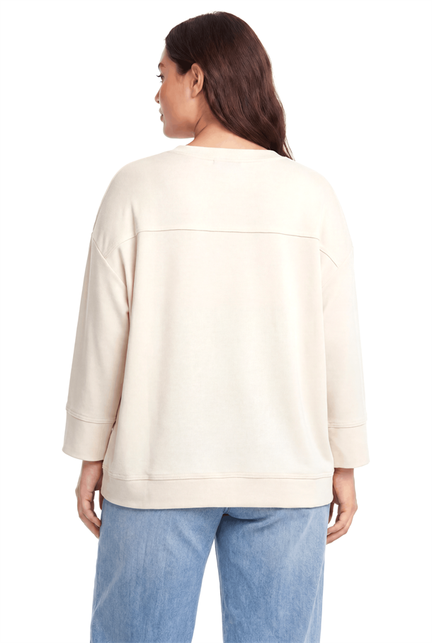 Çiçek Baskı Detaylı Modal Bluz-KREM
