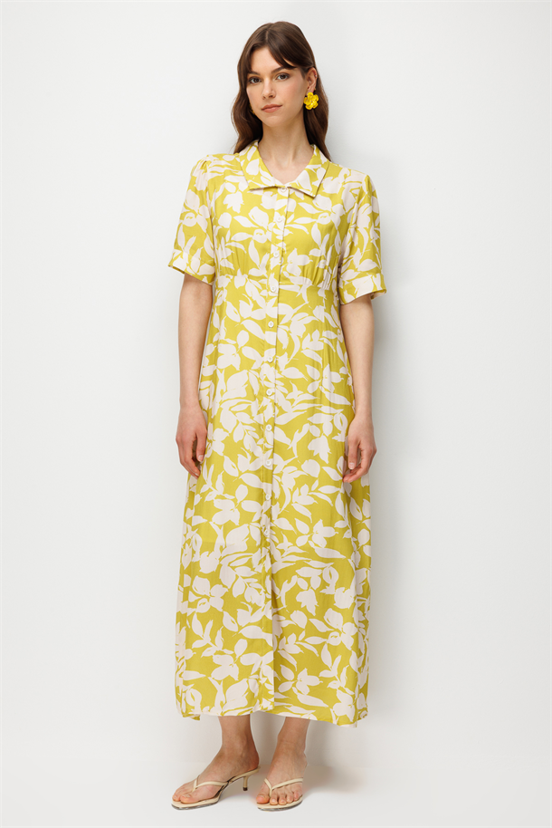 Çiçek Desenli Uzun Elbise-Y.YEŞİLİ